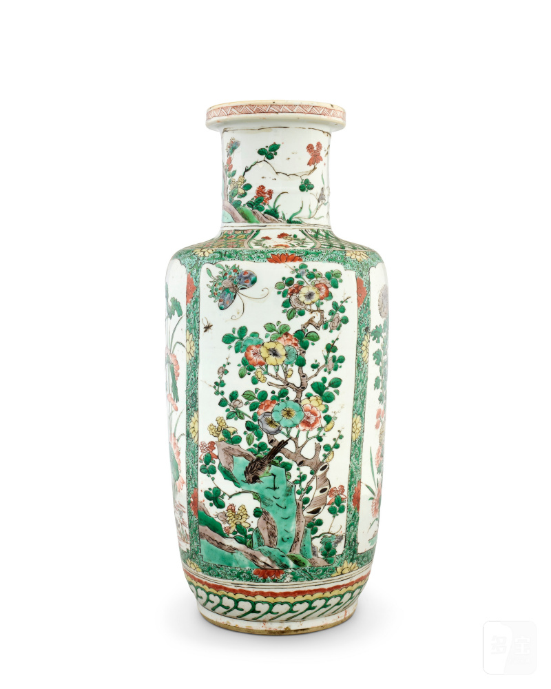 清 五彩花卉紋棒槌瓶  CHINA, QING DYNASTY (1644-1911)
